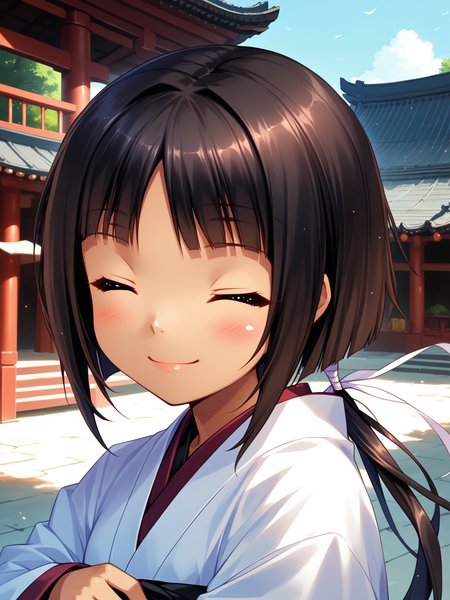 (upper body, solo focus:1.2) <lora:happy_tentacle-arle-v0.1-000034:0.9>, ht_arle, low ponytail, hair ribbon, black hair, (petite:1.2), <lora:Shed_The_Skin's StS_age_slider_v1_initial_release:-1.2> ( :1.1) ( , , (wince :1.2) , smile , (looking at viewer:0.6) :1) , outdoors, vegetation, ( :1.1), , (day :0.6), , (:0.5), , ( :0.9), temple, monk, buddhism, kesa, ajirogasa, robe, kasaya ( :0.8) score_9, score_8_up, score_7_up, score_6_up, score_5_up, score_4_up, ( [(realistic, photorealistic:1.3):(realistic:1.2):16] [(3d:1.2)::14] :1) <lora:LUUNA's Lunas-NijiJourney-SDXL-B2:0.5>, nijijourney <lora:prgfrg23's Counterfeit-V3.0 Style SDXL_LoRA_Pony Diffusion V6 XL:0.5> <lora:mfcg's mfcgXL:0.12> <lora:reweik's gyokai(himehajime)_PonyXL_style_v01:0.14>