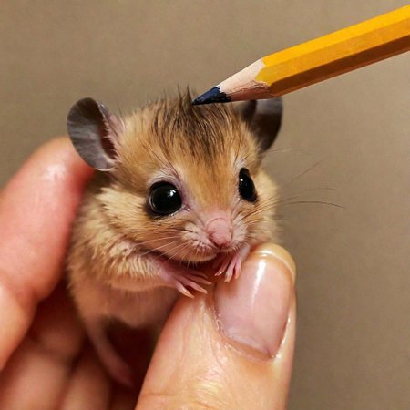 cute small mouse smaller than a pencil, sad, whimpering, tear going down its eyes