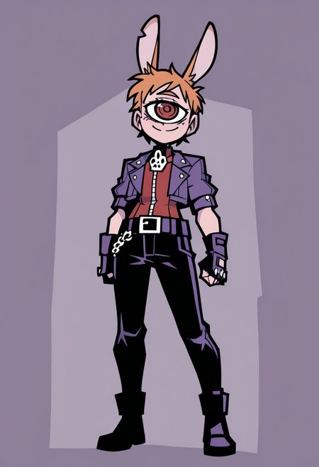 masterpiece, best quality, <break> , solo, 1boy, short boy, cyclops, young, smile, animal ears, rabbit ears, (cropped jacket),
 looking at viewer, standing,  gloves, fingerless gloves,
<segment:yolo-Anzhc Face seg 640 v2 y8n.pt,0.4,0.5//cid=1>
(((vanripper))), 
<lora:VanripperIllustriousXL_byKonan:1>