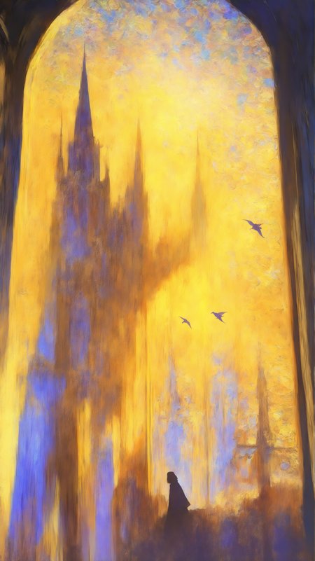 masterpiece, newest,absurdres,incrediblvy absurdres, best quality, amazing quality, very aesthetic, 
1girl, cathedral, strong backlight, long shadows, stained glass, flying doves, god rays,
 <lora:Face_Enhancer_Illustrious:0.4> <lora:hidream_painterly_v1_1653283:1> painterly, brushstroke, oil painting \(medium\) <lora:Anime_artist_illustrious_r1:0.8> Anime-art, Art8st <lora:0__11Xx:1> 0__11Xx_illu