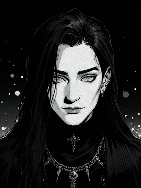 very aesthetic, best quality, absurdres, masterpiece, best quality, amazing quality,
portrait of a man, black and white on black background, James O'Barr animation style
<lora:Midnight1111_Bl00dHa1ft0n3_ILL:0.6> niji, manga, illustration, high contrast, halftone shading, dark theme, gothic style, dark theme, cinematic composition, ink-like shadows, Bl00dHa1ft0n3, zPDXLxxx, zPDXLrl, zPDXL3, zPDXL2,