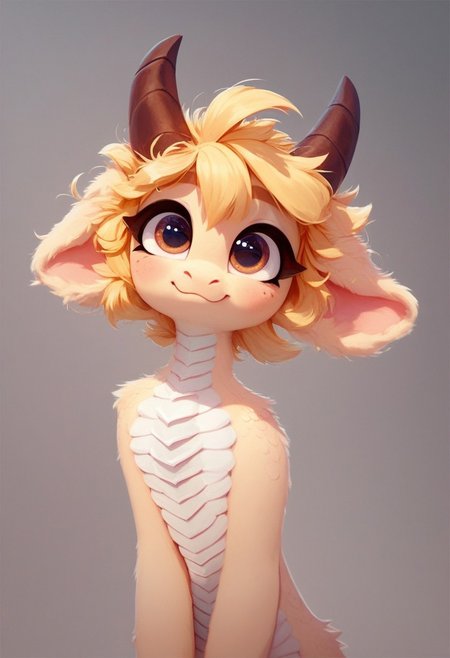 score_9, score_8_up, score_7_up, score_6_up, 2d, digital drawing, Poochie Science Style, 
fluffy dragon, white belly, chest scales, blonde hair, messy hair, short hair, horn, fluffy ears, big ears, cute eyes,