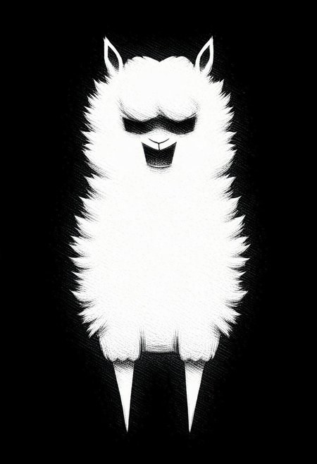 (black and white sketch) of ((a fluffy alpaca)) animal in a mystical enchanted forest, bathed in a soft, ethereal glow. extremely detailed, 3nch4nt3d f0r3st, Masterpiece,best quality,hi res,8k,hi res,8k,award winning, sharp focus, intricate, highly detailed, alpaca are related to llamas, ((doodle, ScribbleRay))