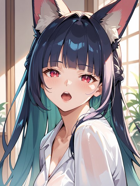 score_9, score_8_up, score_7_up, source_anime, ray tracing, best quality,   <lora:Char-ZZZ-Hoshimi_Miyabi-V1-Pony:1:hr=0.5>, , open mouth, looking at viewer