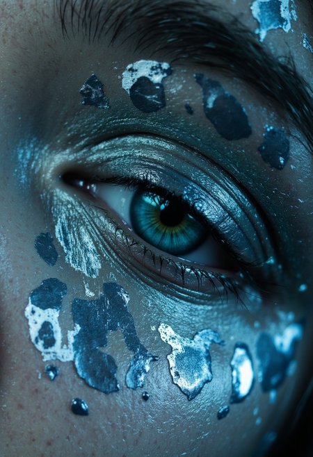 Eyes painted with a design of liquid mirrors, where the lids are covered in a reflective, mercury-like substance that ripples and distorts like a living pool, reflecting impossible scenes of floating castles. The lashes are made of mirrored shards, refracting light chaotically, and her irises are endless voids of reflection, pulling in the viewer’s gaze. Shot in a surreal, reflective light setup with a Sigma fp L, .sig file, highlighting the liquid, reflective distortions.
, aidmarealisticskin, aidmabaldursgate3
