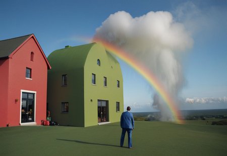 A big dumb guy farting rainbows, Leica camera or some fancy prompt lime that, idk, it's a fuckin thing