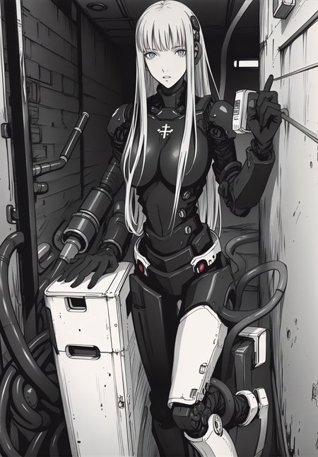 best quality,(beautiful detailed face:1.0), (detailed deep eyes),,<lora:ST anime:0.3>,, <lora:add detail:-0.2><lora:GoodHands-vanilla:1>
,1girl, style, 
, detailed_background,vast, gigantic, decrepit scenery, covered in large tubes and cables, dim light, giant-gross-organic,Expressionless
,weapon,cyborg girl, cords,large breasts, (safeguard),long hair, bangs, highleg,liquid,Corruption,doll, machine,oil,sitting, black_body,
,,<lora:ST inikmixV5:0.4><lora:ST_hipev3:0.3> <lora:blame5:0.9>  <lora:Haze:0.5> <lora:ST jrpgv2:0.3>