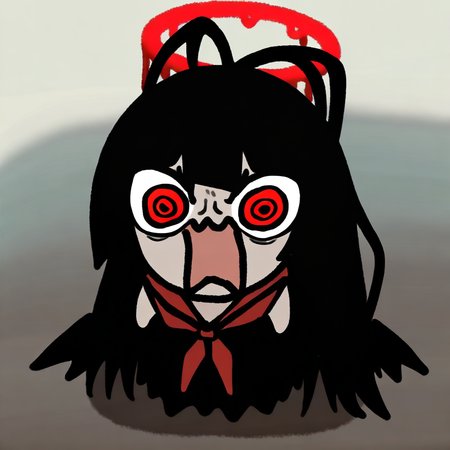 1girl, tsurugi \(blue archive\), chibi, horror, terrifying, open mouth, angry, solo, full body, best quality, amazing quality, best finished, <lora:gwezuna:1>