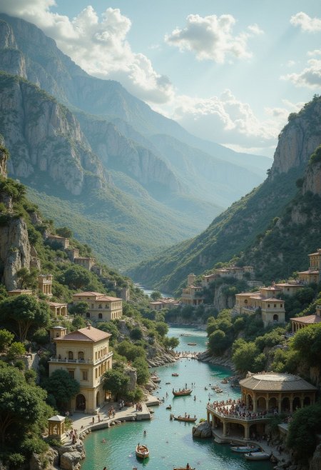 their peaks veiled in mist. mixed media, surrealism, great lighting, A surreal landscape highly detailed . extremely high-resolution details,  appears trapped in an optical illusion of reflections and refractions colorful , mountains and village in Ancient Greece , professional photography, natural lighting, volumetric lighting maximalist. intricately detailed, complex, elegant, expansive, fantastical, film photography style,  medium grain
 (8k uhd:1,4)
 <lora:add-detail-xl:1>
 <lora:Dynamic Poses:1>
<lora:detailed city:1>