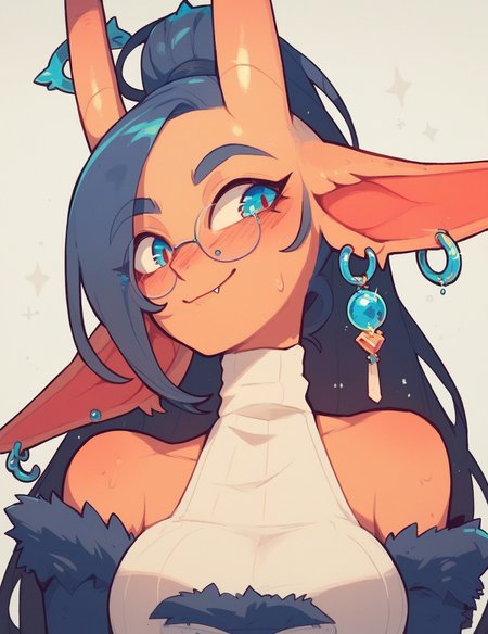 cute monster girl, long ears, piercings, serene
score_8_up  <lora:last-000005:1>