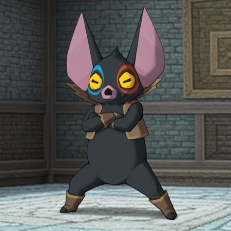 2d, solo, 1boy, Fraaz, male, bat, black body, black fur, pink inner ears, large ears, yellow sclera, black pupils, horizontal pupils, brown vest, open vest, brown wristbands, brown shoes, slim

BREAK arms crossed, standing, looking at viewer, full body, abstract background

BREAK best quality, amazing quality, very aesthetic, absurdres, newest, masterpiece, high quality 