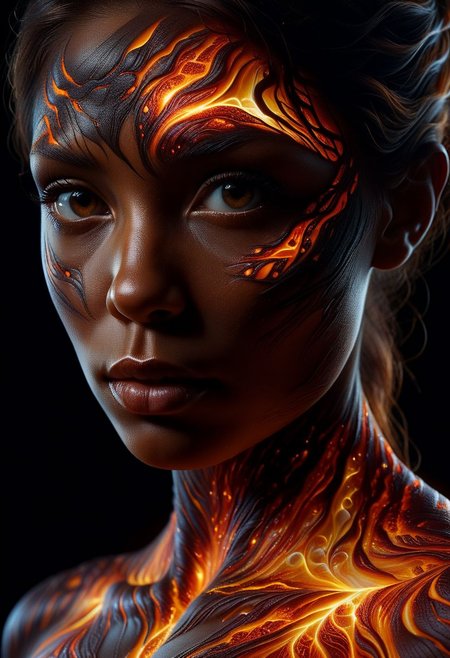 Close-up face, mysterious silhouette of a brown woman ral-lava clothing, backlit, alluring goddess, by Minjae Lee, Carne Griffiths, Emily Kell, Steve McCurry, Geoffroy Thoorens, Aaron Horkey, Jordan Grimmer, Greg Rutkowski, amazing depth, double exposure, surreal, geometric patterns, intricately detailed, bokeh,  perfect balanced, deep fine borders, artistic photorealism , smooth,  great masterwork by Suiras  <lora:add-detail-xl:2>  <lora:Double_Exposure:0.5>