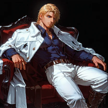 <lora:Gino__Alchemist_Code-000005:.75>tagatamegino, gino_blonde, gino_blue eyes, 1boy, short hair, solo, male focus, manly, mature male, bara, muscular male, coat, collared shirt, long sleeves, belt, pants, boots,
short hair, male focus, muscular male, muscular male, bara, mature, (hairy body, hairy, body hair, glossy skin, bara, mature, facial hair, beard, full beard, sideburn, mustache, stubble), facial hair, bara, mature, body hair, aixiwuganda_(20222192), very awa, masterpiece, best quality, absurdres, newest, perfect quality, detailed background, intricate details,, <lora:slider_Body Type_alpha1.0_rank4_noxattn_last:3><lora:Anime Summer Days 2 Style SDXL_LoRA_Pony Diffusion V6 XL:.6><lora:merged:.7>, DARK, DARK BACKGROUND, LOW-KEY LIGHTING <lora:slider_cfg_scale_boost:.7><lora:Artist6p:.55>, Artist6p, Artist04p,<lora:slider_il_contrast_slider_d1:-.25>,<lora:slider_contract_controller_illus01_v1:.3>, <lora:addon_illustriousXLv01_stabilizer_v1.121:.5>,<lora:Heavenly_Beauty_r1:1>, (heavenlybeauty,)<lora:slider_style_strength_controller_illus01_v1:.25>