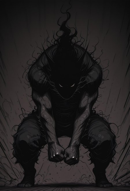 dark Shadow, Sketch, gritty, fine lines, delivering powerful Punch