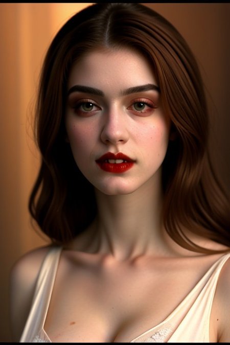 Romanian vampire girl, 23 years old, (beautiful:1.75), (very pale skin:1.35), (gothic makeup:0.99), (Red Lipstick:1),  (anime:0.35), (oval face:0.25), (attractive), (elegant1.5), (night), (front view:1.25), (elegant), 10 minutes before the world will end, hyper-realistic, ultra-detailed, insanely detailed, 4k, realistic 8k, shot on portra 400, (back light), (anime:0.05), (style of Leonardo da Vinci:1.0), (masterpiece), (style of Sandro Botticelli:1), (style of Gil Elvgren:1)