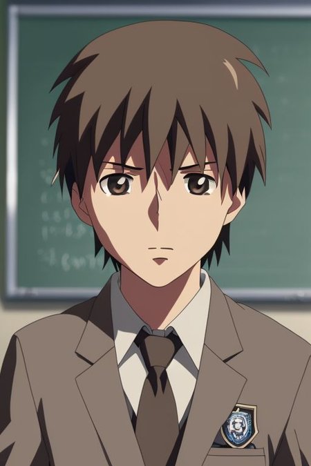 high resolution, solo, best quality, 1Boy, Takaki Toono, Brownish Hair, Brown Eyes, school life, school uniform, OverallDetail