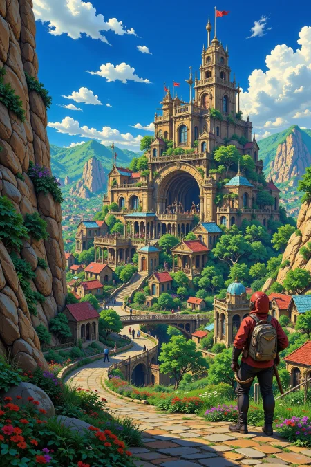 steampunk city beautiful  landscape, day, woman, very intricate, very detailed, sharp, bright, colorful, <lora:Hand v2:0.5> <lora:Anti-Blur:1><lora:Insane Detail Slider:0.25>  <lora:flux.1_lora_flyway_Epic-detail_v2:0.3> <lora:fluxenhancer:0.25> <lora:Anime_style:0.6> anime style