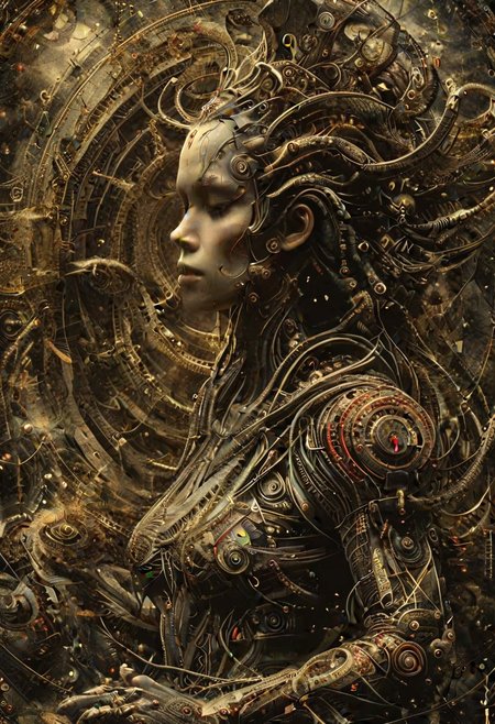 Volcano, African-typed Female demon, cyborg, scifi, robot, muscular, black hair, dark flesh, deep red eyes, gold goat horns, demon wings,  dark canvas shaman clothes with gold plating, tattoos,
romanticism, atmospheric, ecstasy of insects and decayed leaves, full body photo of a lich queen with insects and flowers on hair and neck, snakes and worms,
tribal aesthetic, tormented pain spiraling into an endless abyss, beauty, horror,
by james jean, roby dwi antono, ross tran, francis bacon, michal mraz, adrian ghenie, petra cortright, gerhard richter, takato yamamoto, ashley wood,
Ink and watercolor illustration on old yellowed parchment, Handmade rendering, Tarot card style,
best quality, masterpiece, photo realistic, highly detailed, dynamic angle, cowboyshot