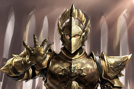high resolution, high detail, masterpiece, a male armored warrior, articulated metal plates, bronzepunk<lora:bronzepunkai_v10:0.7> in a forest