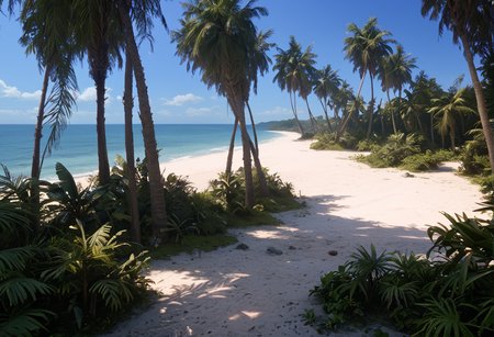 ,ruanyi1118,horizon,ocean,fern,beach,palm tree,outdoors,<lora:1118 isolated island_v1_pony:1>, score_9, score_8_up, score_7_up, score_6_up, score_9, score_8_up, score_7_up, score_6_up source_anime, blush, 1girl, seduce smile, perfect body , natural huge breasts