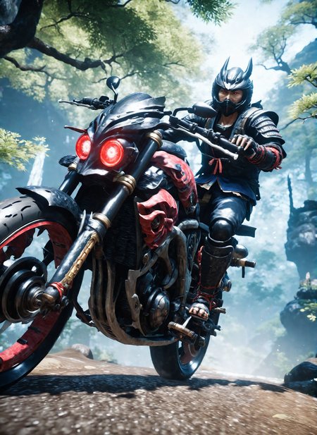 yokai motorbike, in the style of niohxl  <lora:niohxl-step00000300:0.85>,masterpiece,8k,cinematic,epic