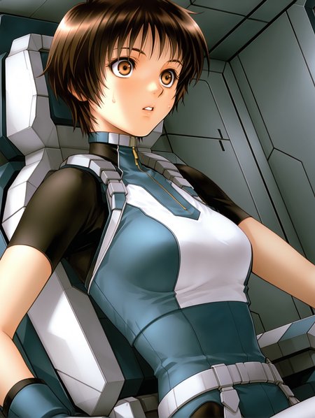 masterpiece,best quality,newest,
1girl,solo,
<lora:Aizawa_Momo_ilxl_v1.0:1>,momo_a,ahoge,brown hair,short hair,brown eyes,
m_suit,turtleneck,skin tight,bodysuit,crop top,short sleeves,fingerless gloves,leotard,
<lora:Fixhands_anime_bdsqlsz_V1:1>,dynamic_angle,upper_body,face_focus,sweat,looking_at_screen,<lora:gundamwingcockpitXL2:1>,gundamwingcockpit,joystick,sitting,dutch angle,cinematic_angle,surprised,constricted pupils,wide-eyed,parted lips,