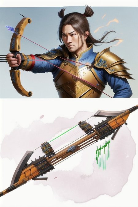 Zhuge Nu - A repeating crossbow that fired multiple arrows in quick succession, Realistic looking weapon, MagicItem_v1,
