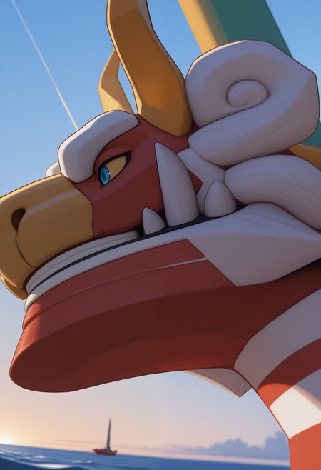 masterpiece,best quality,amazing quality, 1boy, solo, r3d, boat, sea, close up, side angle,