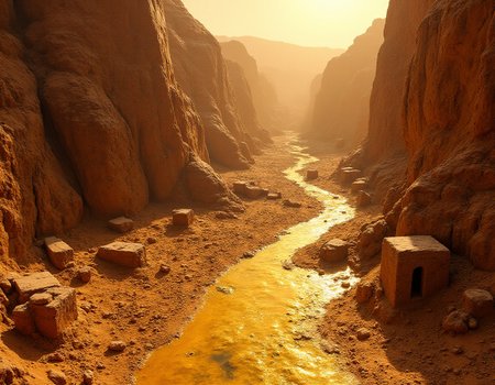 A surreal landscape photo of a mystical canyon on Mars, where ancient ruins made of what appears to be liquid gold stretch across the rocky terrain, surrounded by strange symbols that seem to hold secrets of the universe. <lora:Phlux:0.4> <lora:fluxenhancer:0.4> <lora:amateurphoto-v5-14-15-1-1:0.4>
