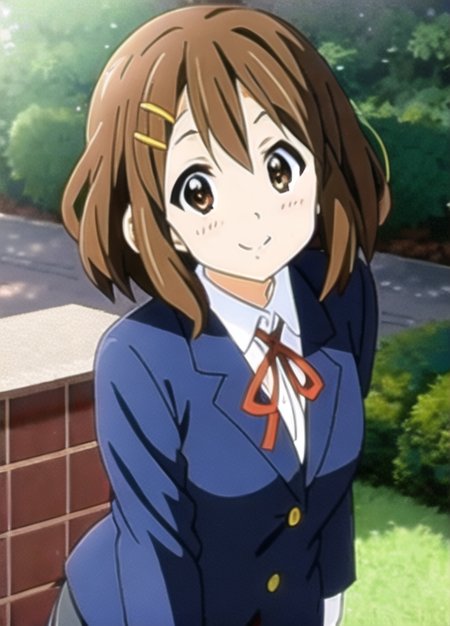 yui-1500:0.7,yui hirazawa,detailed lighting,detailed,  (upper body),(close up),perspective from front, looking at viewer, smiling