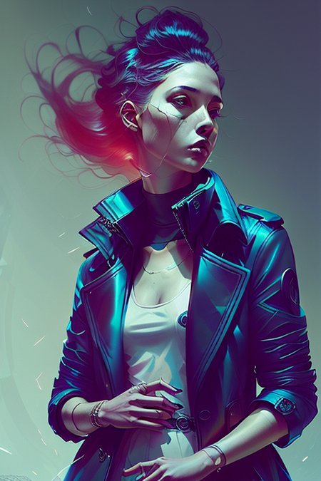 a woman with black coat, dope style