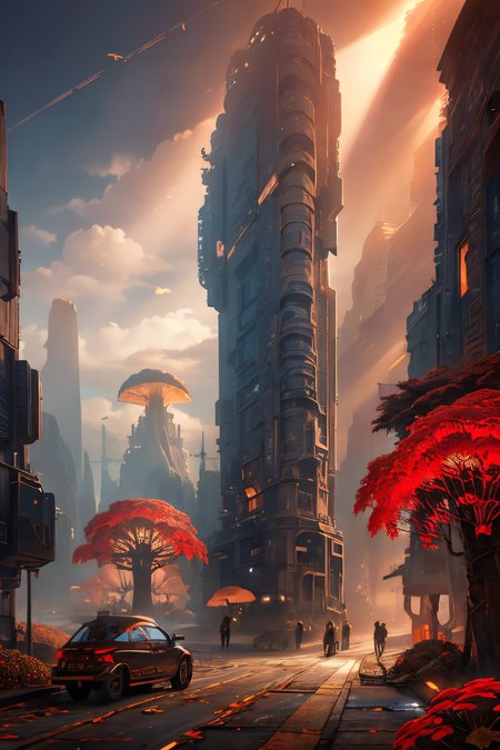(Realistic:1.5) skeleton, autumn leaves, cloud, long hair, bicycle, multiple others, mask, fireflies, ocean, skull, letterboxed, vanishing point, red flower, cliff, hologram, lightning, fog, mushroom, sunbeam, steampunk, vehicle focus, light, <lora:EdobSyFyHorrorFairyTale_v1.0:0.6> <lora:EdobSyFyCityLandscape_v1.0:0.6>