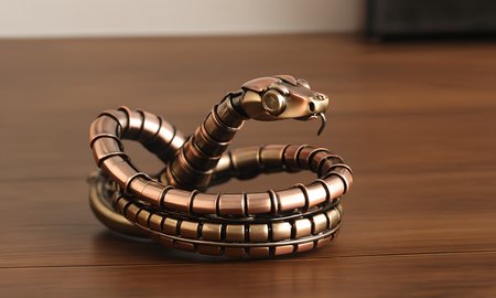 <lora:vintagemechcd_xl-000012:0.8>,a simple-structured snake made of vintagemechcd_xl standing on wooden table,desktop ornament,detailed,hi-res photo,bronze theme,chinese zodiac,no humans,close-up,microspur,indoors,living room,simple background, emotional,harmonious,high budget,moody,epic,gorgeous,perfect lighting,realistic,photorealistic,photographic,photo (medium),real,moody lighting,volumetric lighting,reality ray tracing,8K,HDR,UHD,masterpiece,best quality,highly detailed,high resolution,finely detail,extremely detailed,ultra detailed,wallpaper