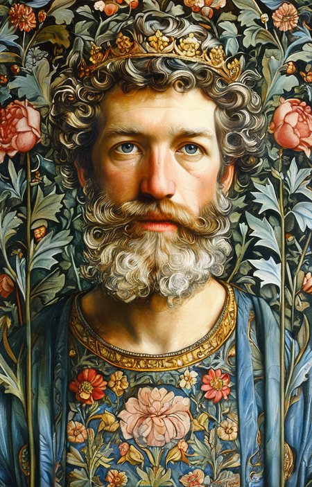 masterpiece,best quality,<lora:tbh192-sdxl:0.9>,illustration,style of William Morris portrait of noble man