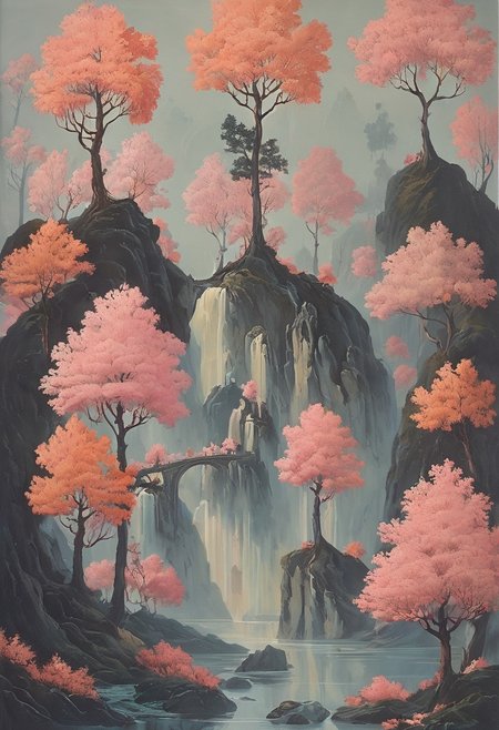 detailxl, easynegative, style of Dorothy Draper, The Lord of the Rings style, BREAK, spruces, forest, wind, late summer