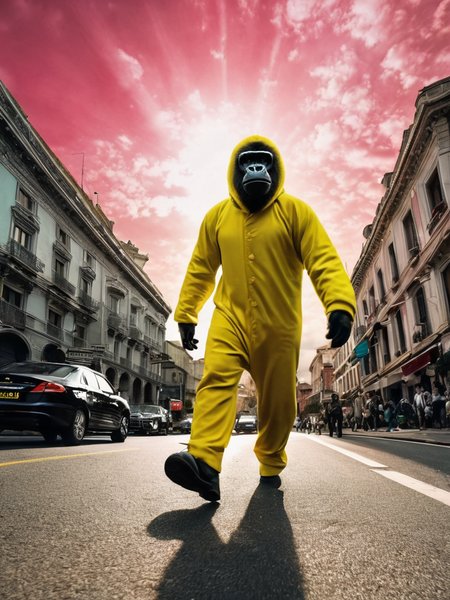 A high definition epic photograph of ((38: A Celestial Blacksmith â Forges weapons from fallen stars; every creation carries whispers of cosmic power and ancient secrets.  Running a marathon dressed as a giant banana being chased by people in gorilla suits: Sprinting down the street while screaming âSave me!â as an army of gorillas closes in.)).Superior Mirage (Fata Morgana): Distant objects appear distorted or elevated above the horizon due to atmospheric refraction layers.(dynamic:1.1), sun rays,, (taken by 7.5mm fisheye lens:1.1),shots exaggerated emotions. Manic expression
 = ((Vivid, HDR, Canon50, 8K, Hyper Realistic, Dramatic, Epic, Dynamic Contrast, Cinematic Lighting, increased brightness)) (((Zoomed Out, Far away Shot))) = =. Epic dynamic lighting . =vibrant, highly detailed, psychedelic
((Vivid, Epic, Dynamic contrast)) (((Zoomed out, Far away shot, In frame)), 
<lora:juggernautXL_version6Rundiffusion:0.8> <lora:crystalClearXL_ccxl:0.8>
<lora:atlantysUltimanimeXL_atlasAtlantys:0.8><lora:epicrealismXL_v5Ultimate:0.8>
<lora:extremely_detailed:1><lora:realvisxlV40_v40Bakedvae:0.8>
<lora:glowneon_xl_v1:0.6> glowneon, glowing, sparks, 
 <lora:rainbow_iris_v2:0.8> raibow eyes, rainbow eyes, no humans, fractal iris, - Generate images with sharp edges and fine details.
- Produce high-resolution images with no blurriness or distortions.
- Create images with clear and well-defined subjects.
- Ensure that the output images have crisp lines and distinct features.
- Generate images with vibrant colors and accurate tones.
- Avoid noise or artifacts in the generated images.
- Focus on producing clear textures and patterns in the images.
- Emphasize clarity and definition in all aspects of the generated images.
- Prioritize the sharpness and clarity of the main subjects in the images.
- Optimize the AI model to produce clear and visually appealing images., Wlop