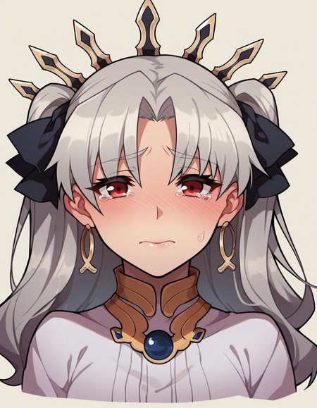 zPDXL, score_9, score_8_up, score_7_up, score_6_up, score_5_up, score_4_up, 1girl, solo,
<lora:ShioBari v1:0.8> shbr, looking at viewer, close-up, upper body, tearing up, tiptoe_kiss,
ruffle blouse, culottes, Mary Janes, pinstripe pantyhose, \(Fate\) Ishtar