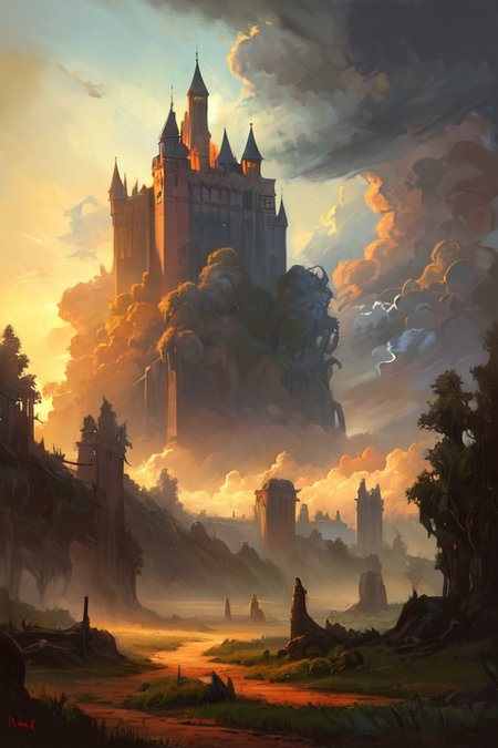 hyperrealism oil painting, ghost of the castle,
thunderstorm, and many small clouds, and slightly cloudy, fantasy forest,
an expansive ancient forest, featuring towering oaks, diverse wildlife, a variety of flora,
{dawn|dusk|night},
 <lora:EnvyFantasyMix05:0.7>,
 <lora:ghost:0.4> guiguai,
 <lora:FantasyRuins:0.3> FanRu,