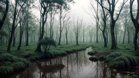 Shadowfen Swamps: A foreboding swamp with twisted trees and eerie will-o'-the-wisps that lead unwary travelers astray. BREAK realistic:1.2, masterpeice, ultradetailed, intricate details, perfect quality, ultrashapr, ultradetailed, photorealistic, perfect shadows, profesional lights, realistic, boekh, rim lights, depth of fiel, ultradetailed character, pefect quality, maximum quality, intricate details, realistic, real shadow, (profesional lights:1.3) (profesional photography:1.3),