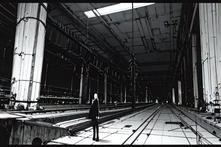 highly insanely detailed, masterpiece, top quality, best quality, highres, 4k, 8k, RAW photo, (very aesthetic, beautiful and aesthetic),  
tsutomu nihei,nihei_tsutomu,blame!,blame gakuen!,abara,TNstyle,sidonia_no_kishi,(hangar,city ruins,mausoleum,giant room,tower,megastructure in background,lab,deep horizon,space,spacecraft,tunnel),air conditioner,wire,foggy,steam,fog,smoke,mist,star \(sky\),starry sky,cables,tubes,industrial pipes,machinery,concrete walls,metal walls,letterboxed,drainpipe,lantern,gauna,gauna mech,toha heavy industries,light particles,fence,dark sky,black sky,dome,bridge,bones,buildings,tentacles,open space, 
<lora:blameLora_v10:0.8>, 
(1girl:1.3), 
solo focus, 
roman architecture background,âââ