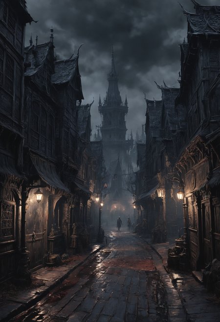 The city of yharnam, bloodborne, oil painting, done with japanese brush technique, realistic, extreme detail, scary, terrifying, dark and warm environment, 8k, looking at viewer
<lora:add-detail-xl:1> <lora:xl_more_art-full_v1:0.5>  <lora:looking_at_viewer:2>