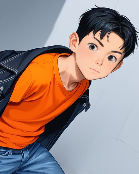 score_9, score_8_up, score_7_up, Korean, <lora:Cute_Cartoon_ArtStyle:1>,  ((handsome young cute man:1.2, light skin)),
tae_dong, black and white jacket, orange shirt, jeans, lose shirt, looking at viewer, dynamic action, expressive cute face, cute pose, male focus, 1boy, solo, cowboy shot, from side, depth of field, masterpiece, best quality, amazing quality, very aesthetic, absurdres, newest, very awa, shadow, dynamic angle,  <lora:tae_dong-000011:1>