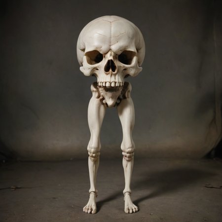 skull with legs, standing