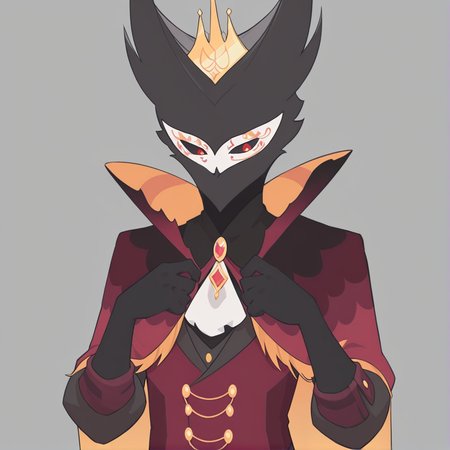 <lora:Paimon:1> solo, no humans, male focus, black skin, outfit, 1boy, red eyes, masterpiece, high quality,  <lora:add-detail-xl:1> <lora:illustriousXL_stabilizer_v1.72:0.8> <lora:hara_id_21:1> h4ra_illu, flat color