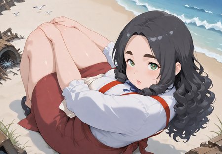 IllusP0s, PonyScores7, source_anime, ah1, IllustriousQual, interesting, exciting, spectacular, wonderful, amazing quality, absolutely eye-catching,
BREAK <lora:xl_more_art-full_v1:0.2>, <lora:aesthetic_anime_v1s:0.2>, <lora:detailxl:0.2>, detailxl, amazing quality, best aesthetic, absurdres, illustration, Volumetric_Lighting, ultra-detailed, very aesthetic, intricate details, best_quality, lazympos, <lora:Add_Details_v1.2:0.4>, <lora:quality_modifiers_masterpieces_v1:0.2>, anime style, <lora:HDA_Detailer:0.3>, <lora:natsumi_style:0.2>, <lora:by_usakun-pony:0.2>, by usakun, <lora:Akina_Bbw_Style_-_PonyXL:0.2>, AkinBw,
BREAK (((Sitting, on the ground, hugging knees to the chest))), dynamic pose, foreshortening, extreme perspective,
BREAK 1girl, mature female, (curvy), round-chin, caucasian, <lora:ETO_OC_Illustrius:0.5>, eto_oc, skindentation, (plump), thick thighs, wide hips, busty, voluptuous, round ass, large breasts, <lora:plussizegirls_IL:0.3>, <lora:plussizegirls_pony:0.3>, <lora:shinyskin2:0.2>, glistening skin, HDA_FatGirlXL, <lora:perfection style:0.2>, perfection style, perfection, 
BREAK ((National dress of Czech Republic, Krojetraditional Czech clothing varies by region but often includes a dress or skirt with apron, blouse, and shawl for women, and trousers with a jacket for men)),
BREAK (curly hair), long hair, (black hair:1.4), (parted hair:1.7), messy hair, kinky curls, detailed hair, <lora:hairdetailpxl:0.2>, hairdetailpxl,
BREAK (half green and brown eyes), (colorful eyes), (multicolored eyes), (downturned eyes:1.4), expressive eyes, perfect eyes, eyes hd, detailed eyes, (round face:1.2), (thick eyebrows:1.3), (plump face), lips, <lora:Round_face:0.2>,
BREAK (((with an elegant poised look expression))), Expressive, emotional, looking at viewer, Face Detailed, <lora:Expressive_H:0.2>, Expressiveh, <lora:Emotional_Anime_Expressions_PonyXL_Concept:0.2>, emotional, <lora:Best_Facial_Expression_LoRA_PONY:0.2>, looking at viewer, <lora:Detailed expressive EXEV style -XL Pony V1.0:0.2>, FaceDetail, <lora:Best_Facial_Expression_Helper_XTREME_ILLU:0.4>, kaogei,
BREAK (((A beach lined with sea grass and driftwood, Waves crash onto the shore, creating a symphony of sound, Seagulls cry overhead, while a selkie sheds her skin and transforms into a human form A shipwreck lies further down the beach, its timbers bleached by the sun In the distance, a sea serpent slithers through the waves, searching for prey))), (((High-Speed Photography shot))), 4k, 8k, Ultra HD, Masterpiece, Best quality, Detailed background, full_details, <lora:AddMicroDetails_Illustrious_v3:0.2>, addmicrodetails,
