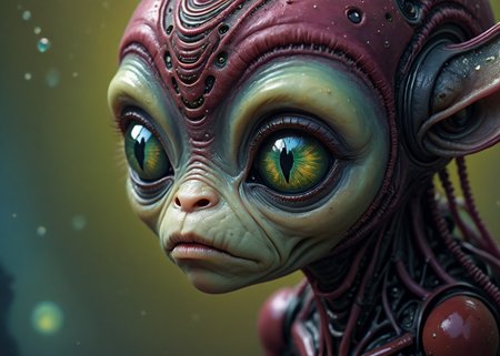 xslx, surrealism, photoshot sad female alien species face, highly detailed, Contemporary, spotlit, Maroon, art by Smai-Lee, eerie, pristine, serene <lora:fx-01:1.25>  <lora:surrealism-v1:1>  <lora:alien-species:.4>