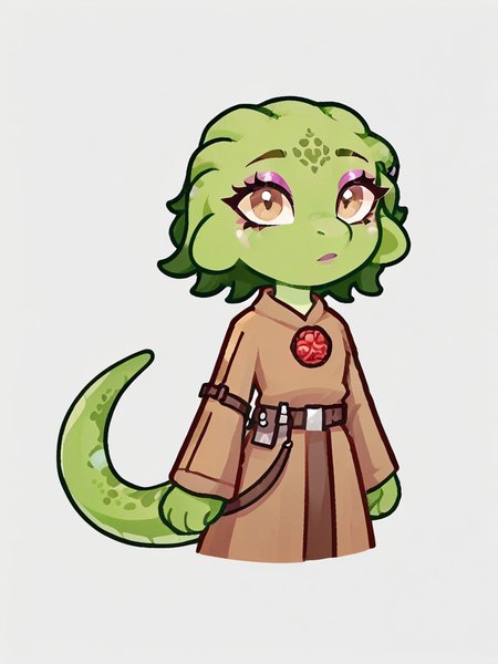 score_9_up, score_8_up, rating_safe, furry female, solo, scalie, lihzahrd_\(terraria\), makeup, green body, rugged brown clothes, belt, looking up at viewer, <lora:Lihahrd-000009:0.7> <lora:egirlthot_pony:0.7>, custom lps, 2d, littlest_pet_shops, ((digital art)), <lora:LPS-000006:0.6>, , minimalstyle, <lora:PonyMinimalStyle:1>, cel shading
