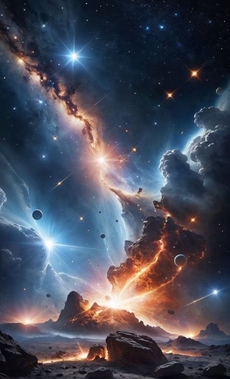 cinematic film still nebulae scattered in space,shooting stars,meteors,otherworldly,awe inspiring,<lora:add-detail-xl:1.5>, Ultra-HD-details . shallow depth of field, vignette, highly detailed, high budget, bokeh, cinemascope, moody, epic, gorgeous, film grain, grainy