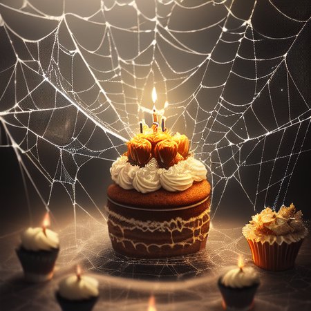a birthday cake with candles, Cobwebber,
intricate details, modelshoot style, dreamlikeart, dramatic lighting. 8k, trending artstation,