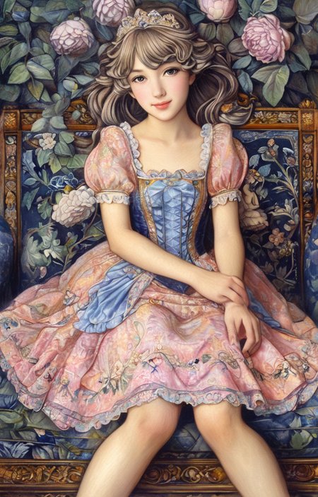 masterpiece,best quality,<lora:tbh192-sdxl:0.9>,illustration,style of William Morris portrait of idolmaster cinderella girls,